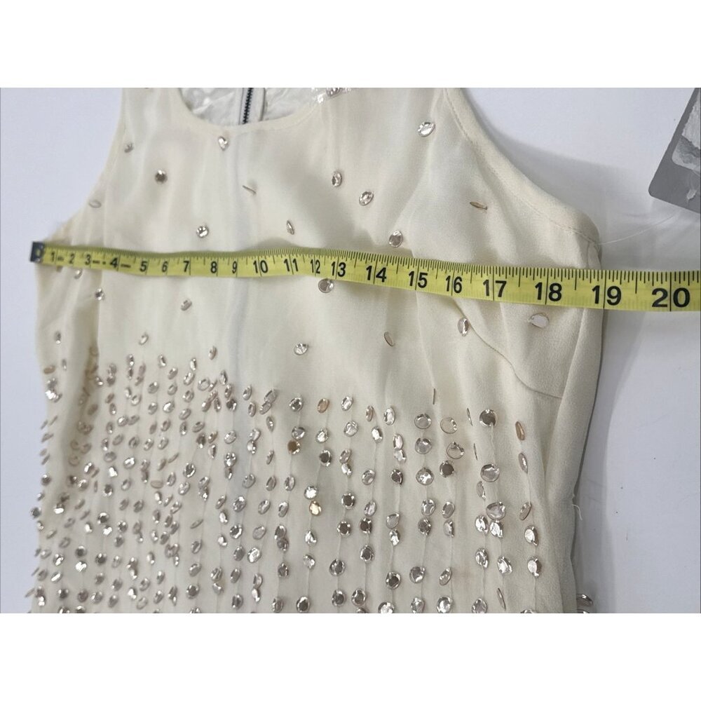 Chelsea Violet Shift Dress Womens Large Beige Sequins Sleeveless Lined $118 NEW - Picture 11 of 12